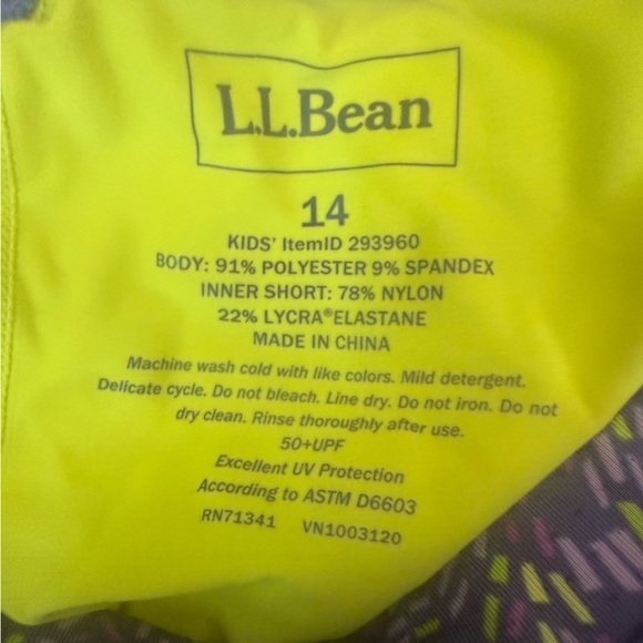 L.L. Bean girls skort athletic shorts purple lime green geometric size 14 50+UPF - Picture 6 of 7